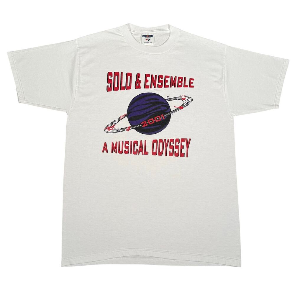 Vintage 2001 Solo & Ensemble Musical Odyssey T Shirt White Band Large
